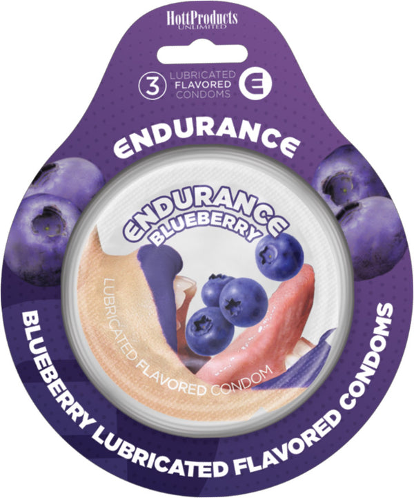 HOTT Products Endurance Flavored Condoms 3 Pack Blueberry at $4.99