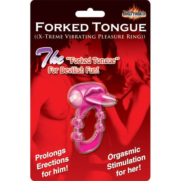 Xtreme Vibe Forked Tongue Magenta Pink Vibrating Pleasure Ring Packaging from Hott Products