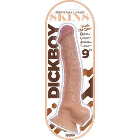 Dicky Skins 9-Inch Vanilla Lovers Dildo with Balls, Realistic Design in Packaging