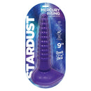 Stardust Mercury Rising Silicone Fantasy Dildo 9 inches Purple in packaging with textured design and ergonomic base.