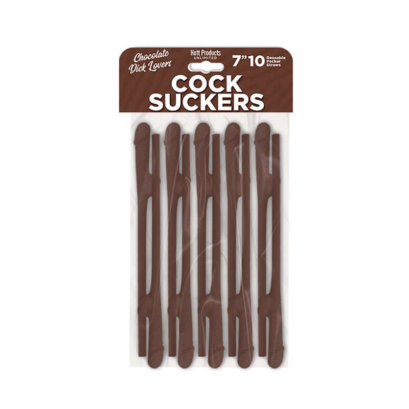 HOTT Products Cock Suckers Pecker Straws Chocolate Lovers 7 inches penis shaped 10 Pack at $3.49