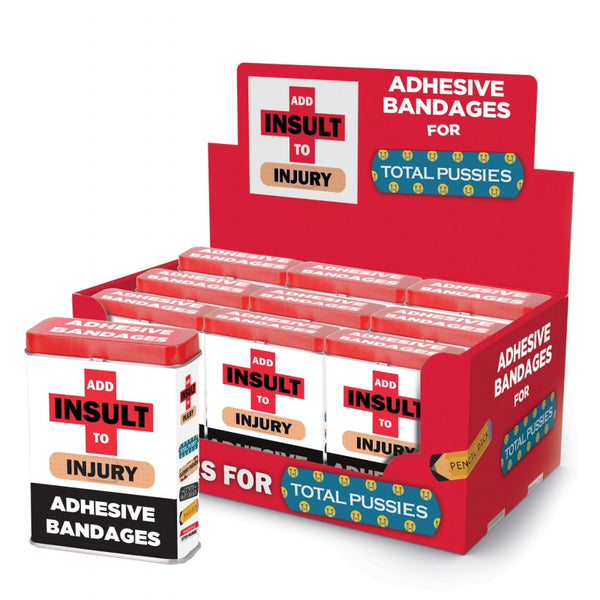 ADD INSULT TO INJURY BANDAIDS W/ ASST SAYINGS 9 PC DISPLAY-0