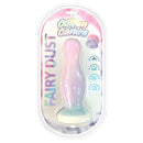 Cotton Candy Fairy Dust 5.7 inches silicone dildo in packaging from Hott Products, shown in pastel colors with contoured and curved design.