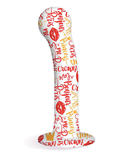 Collage I Remember Paris Dildo by Icon Brands with colorful prints, premium silicone, ultra grip suction cup, and harness compatible design