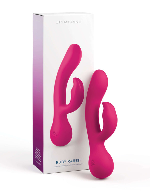 JimmyJane Ruby Rabbit Vibrator in Pink with Box - Innovative U-Shape, Sealed Ear Design for Enhanced Pleasure and Comfort