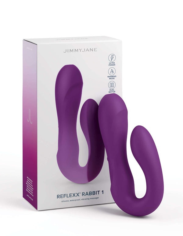 JimmyJane Reflexx Rabbit 1 Vibrator in purple with box packaging