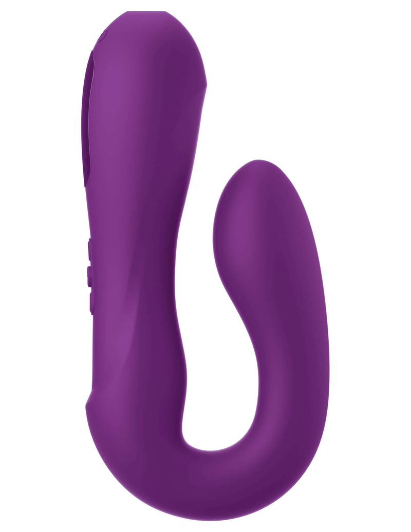 JimmyJane Reflexx Rabbit 1 Vibrator in purple with U-shape design for simultaneous G-spot and clitoris stimulation.