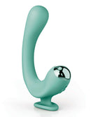 JimmyJane Reflexx Rabbit Vibrator 2 with hooked design for G-spot and clitoral stimulation and comfortable finger holder for secure grip.