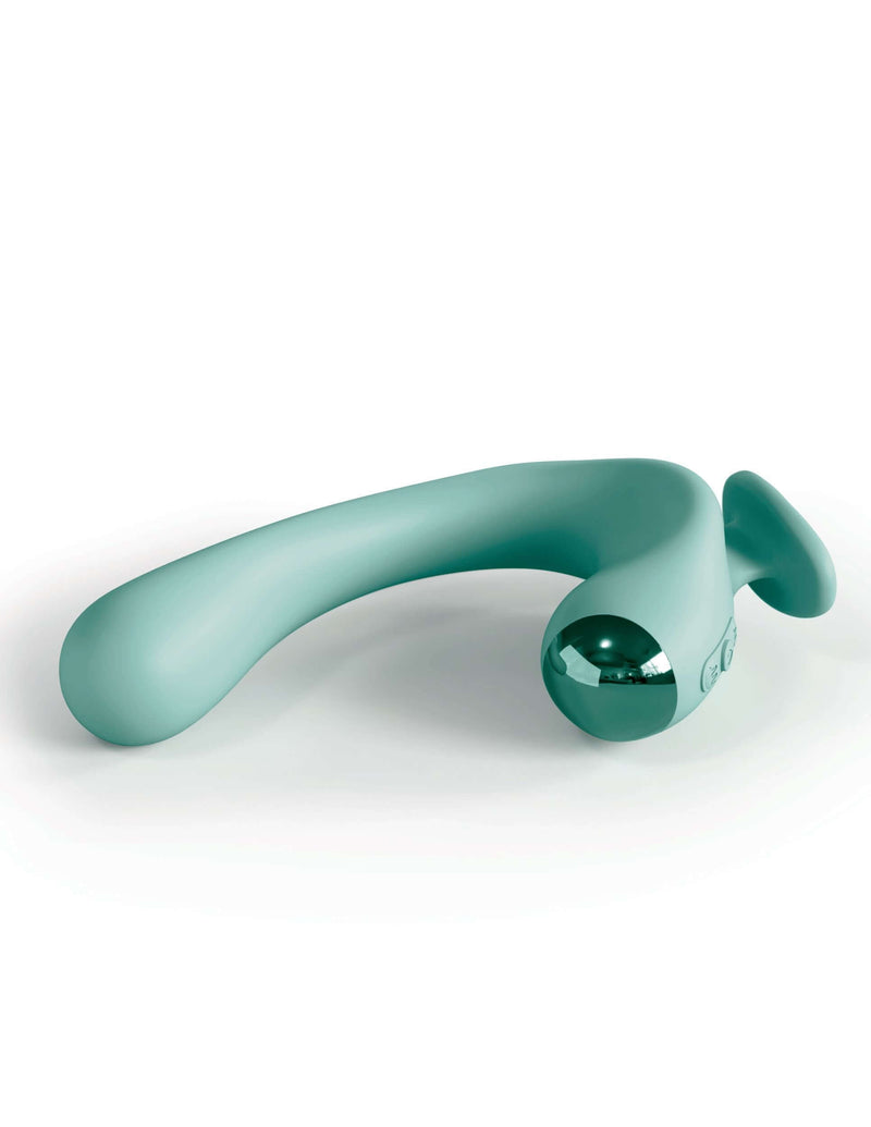 JimmyJane Reflexx Rabbit Vibrator 2 with hooked design and finger holder for dual stimulation of G-spot and clitoris