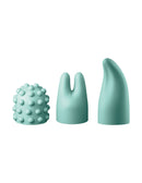 JimmyJane Canna Personal Massager attachable heads in three unique designs for varied sensations - textured, split, and curved tips.