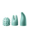 JimmyJane Canna Personal Massager attachable heads in three unique designs for varied sensations - textured, split, and curved tips.