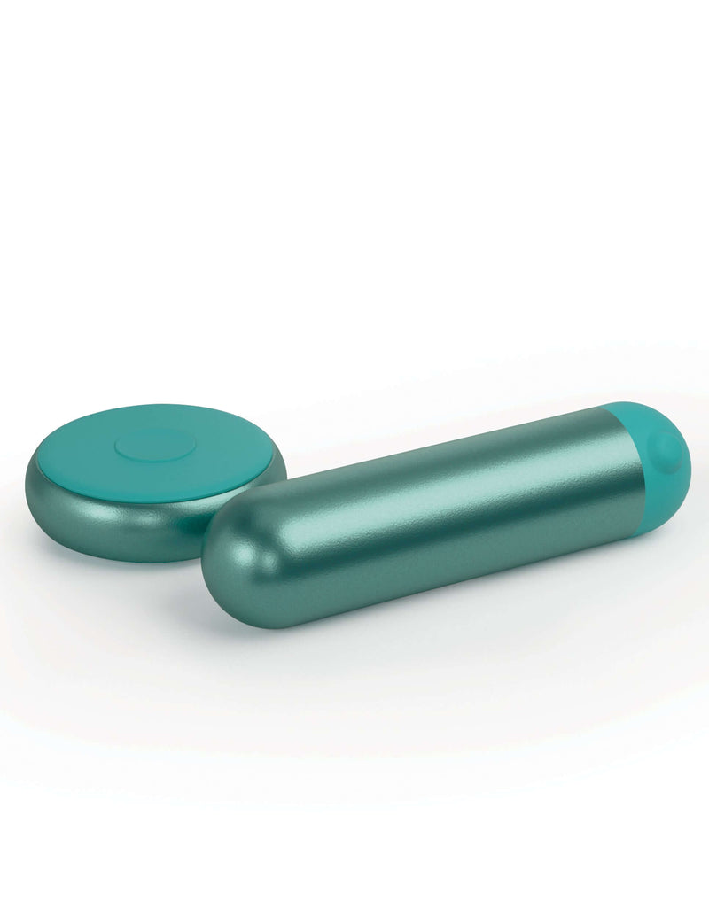 JimmyJane Mini Chroma Wireless Remote Teal Vibrator with high-performance bullet design and remote control for discreet pleasure