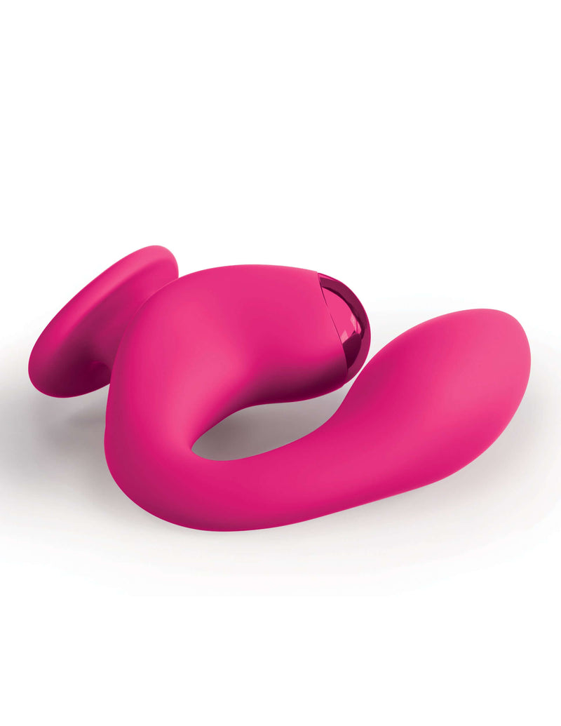 JimmyJane Dual Gripp Clitoral and G-Spot Vibrator for simultaneous stimulation and easy control with 25 vibration functions.