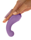 JimmyJane Curved Gripp vibrator with extra-curvy, super-flexible shape and secure grip held in hand for targeted G-spot and prostate pleasure.
