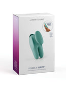JimmyJane Form 2 Gripp Green Vibrator in box with patented gripp handle, powerful motor, silicone, waterproof, vibrating finger massager
