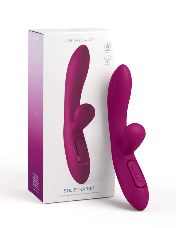 JimmyJane Rabbit Solis Vibrator with packaging - premium adult toy for intense stimulation by Pipedream Products.