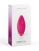 JimmyJane Form 3 Pro Pink Small Curved Vibrator in its packaging displaying sleek design and ergonomic shape.