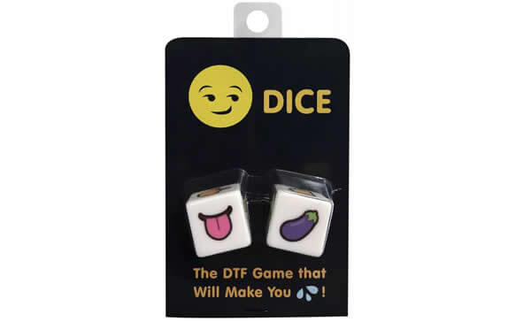 DTF Dice Game from Kheper Games featuring playful emoji dice for adults, promoting fun and intimate gameplay.
