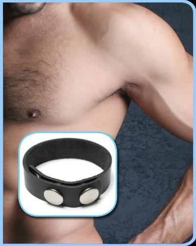 3 SNAP LEATHER COCK RING (Out Beg Sep)-0