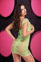 LAPDANCE JACQUARD MINI DRESS NEON GREEN O/S-1