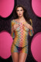 LAPDANCE FENCENET RAINBOW MINI DRESS O/S-1