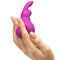 Purple Happy Rabbit Mini Ears USB Rechargeable Clitoral Vibrator held in hand showing soft, flexible silicone design.