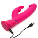Happy Rabbit Realistic Dual Density Rabbit Vibrator in pink silicone with USB charging cable.
