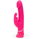 Happy Rabbit Realistic Dual Density Rabbit Vibrator in vibrant pink with thick shaft and rabbit ears for clitoral stimulation.