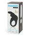 Happy Rabbit Rechargeable Cock Ring Black packaging showcasing 12 vibration functions and waterproof features.