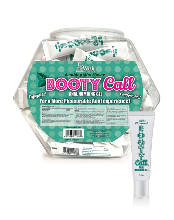 Booty Call Fishbowl 65 Pillow Packs Mint Flavored Anal Numbing Gel 10ml