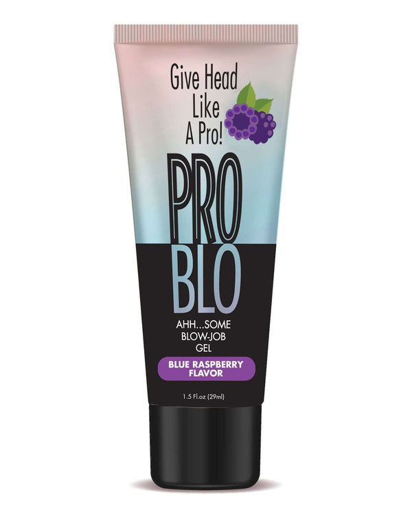 Problo Blue Raspberry Flavor Oral Pleasure Gel 1.5 Oz tube, enhances oral skills with delightful taste.