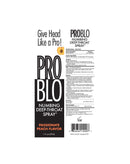Problo Deep Throat Numbing Spray Passionate Peach Flavor packaging, 1 oz bottle for enhanced oral pleasure.