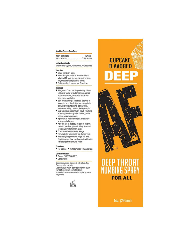 Experience Deeper Pleasure with Deep AF Deep Throat Spray Cupcake 1 Oz