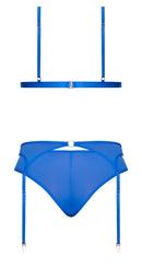 Magic Silk Lingerie Sassy Bra, Garter and Rouched Panty Cobalt 2XL from Magic Silk Lingerie at $29.99