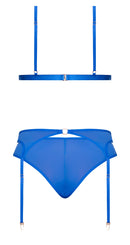 Magic Silk Lingerie Sassy Bra, Garter and Rouched Panty Cobalt L/XL from Magic Silk Lingerie at $29.99