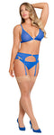 Magic Silk Lingerie Sassy Bra, Garter and Rouched Panty Cobalt L/XL from Magic Silk Lingerie at $29.99