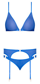 Magic Silk Lingerie Sassy Bra, Garter and Rouched Panty Cobalt 2XL from Magic Silk Lingerie at $29.99