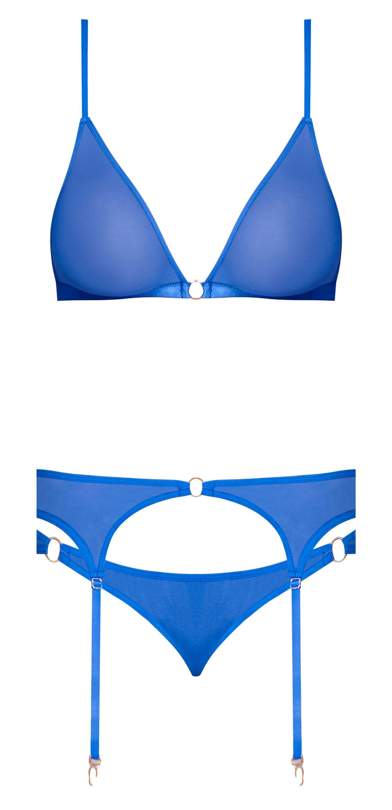 Magic Silk Lingerie Sassy Bra, Garter and Rouched Panty Cobalt L/XL from Magic Silk Lingerie at $29.99