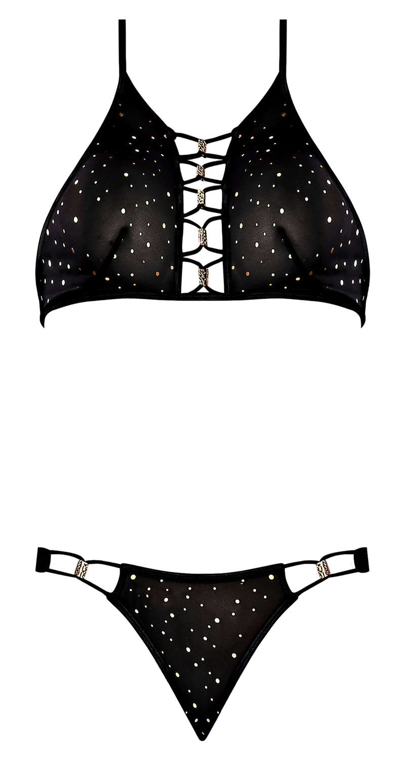 GLITZ & GLAM HALTER BRALETTE & PANTY BLACK S/M-1