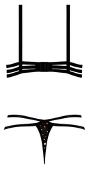 GLITZ & GLAM BRA & THONG SET BLACK S/M-0