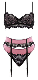 SENSUAL DESIRES BRA CINCHER & THONG MAUVE 2XL-1