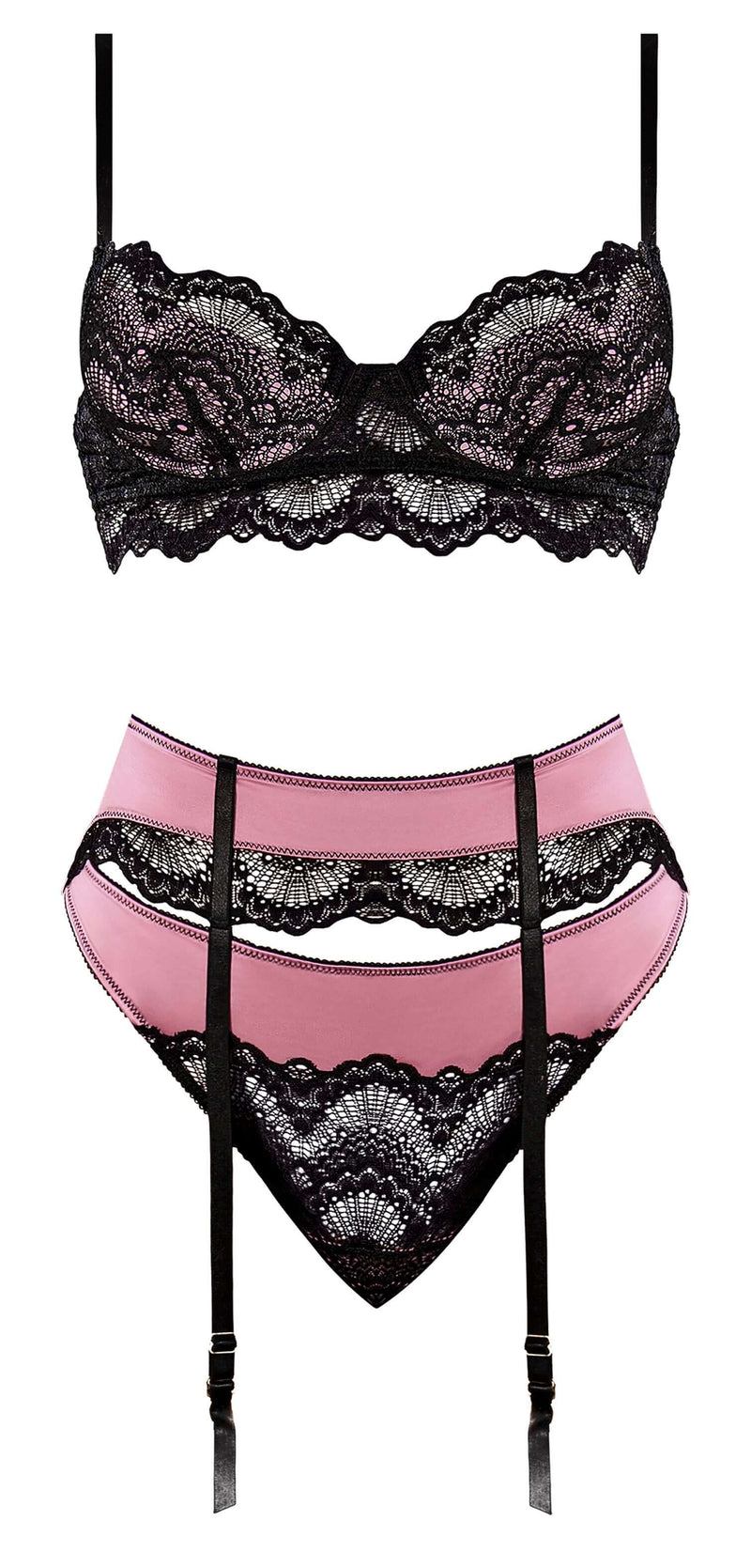 SENSUAL DESIRES BRA CINCHER & THONG MAUVE 2XL-1