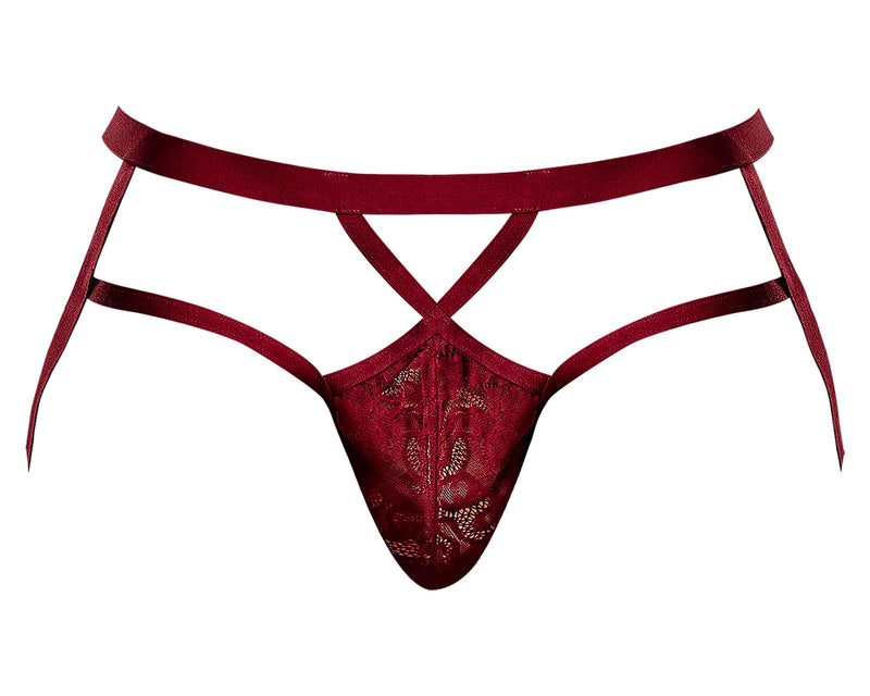 LUCIFER STRAPPY JOCK BURGUNDY S/M-2