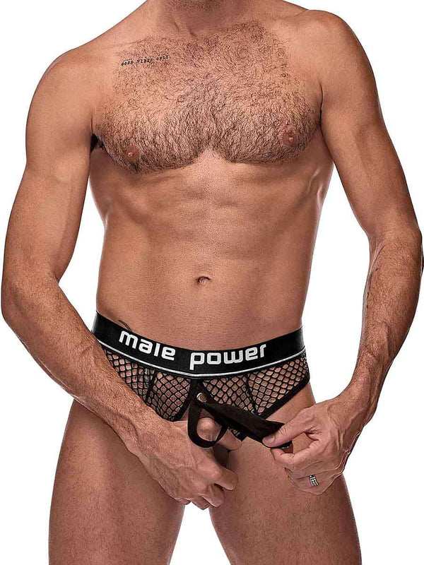Male Power Lingerie Cock Pit Cock Ring Thong Black S/M from Male Power Lingerie at $14.99