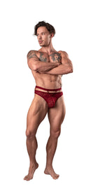 LUCIFER CUTOUT THONG BURGUNDY S/M-1