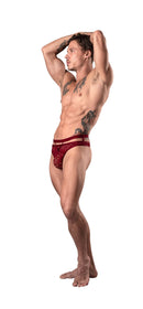 LUCIFER CUTOUT THONG BURGUNDY S/M-2