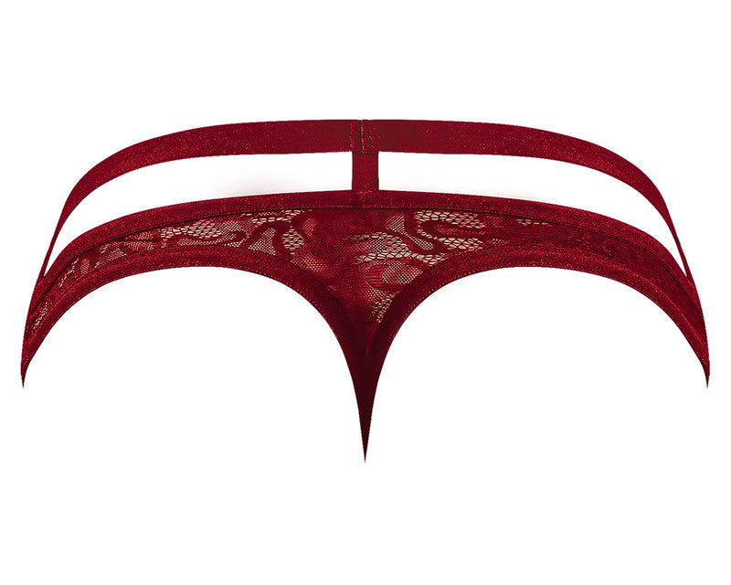 LUCIFER CUTOUT THONG BURGUNDY S/M-3