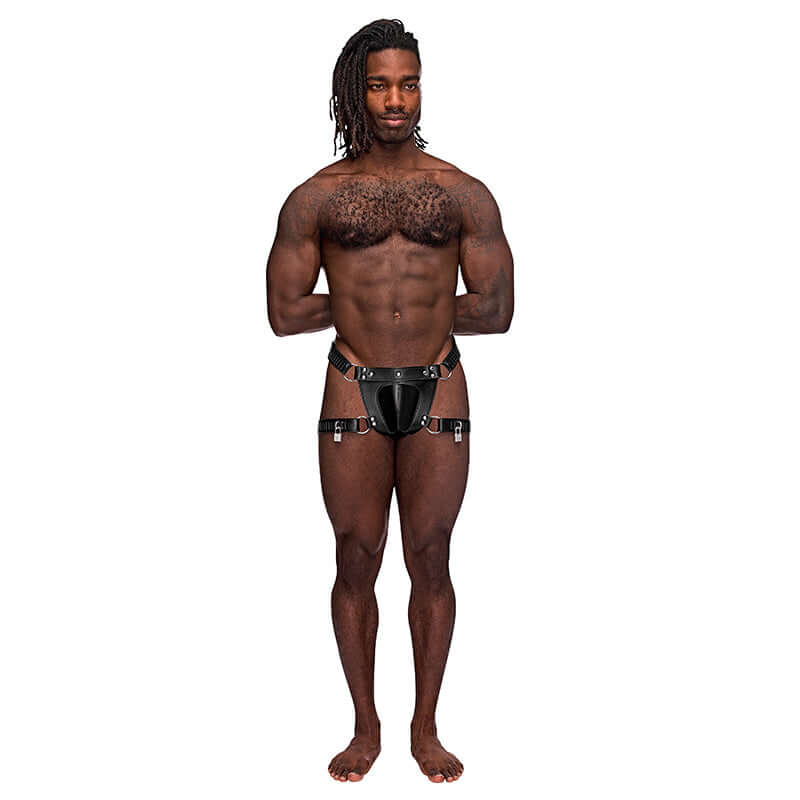 Male Power Lingerie Scorpio Leather Shorts Black O/S from Male Power Underwear at $34.99