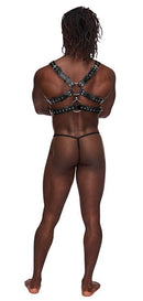 Male Power Lingerie Gemini Leather Harness Black O/S Male Power Underwear at $32.99