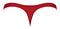 Red Nylon Lycra Pull-Tab Thong by Male Power with front opening for added sensuality and comfort, ideal for special occasions.